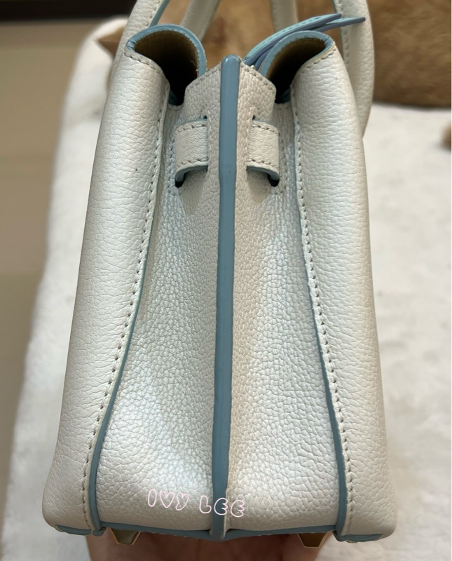 MCM Mini Milla 兩用手提包 斜背包 象牙白 水藍 正品 二手精品-7