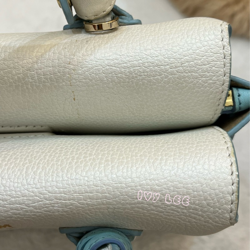 MCM Mini Milla 兩用手提包 斜背包 象牙白 水藍 正品 二手精品-31