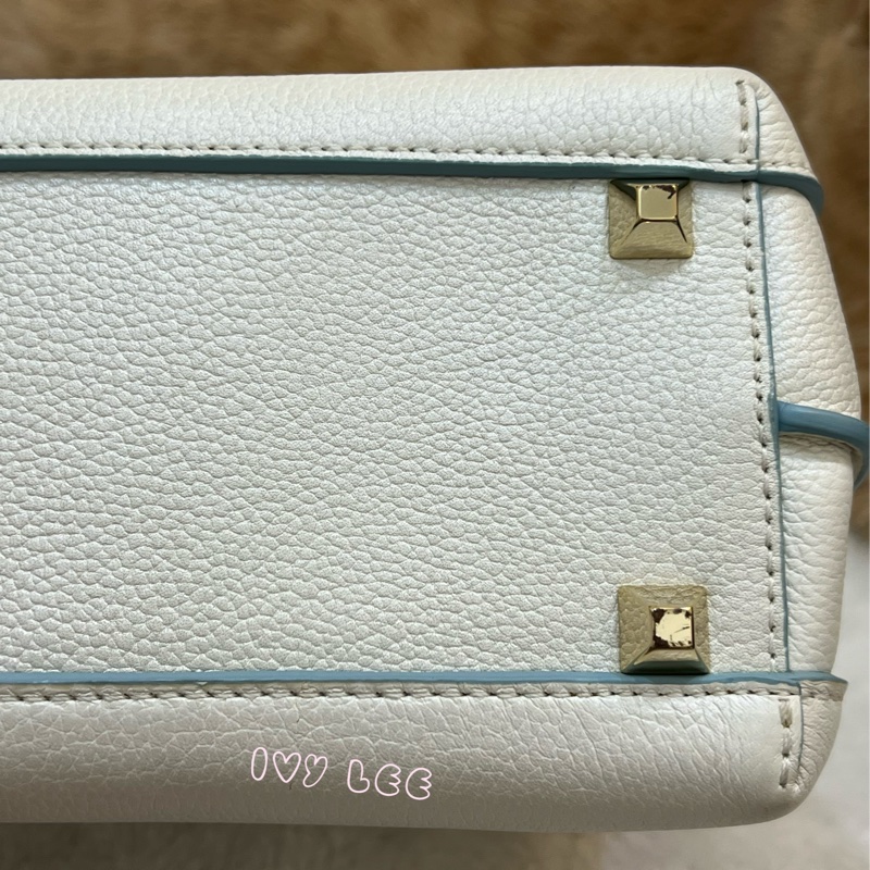 MCM Mini Milla 兩用手提包 斜背包 象牙白 水藍 正品 二手精品-34