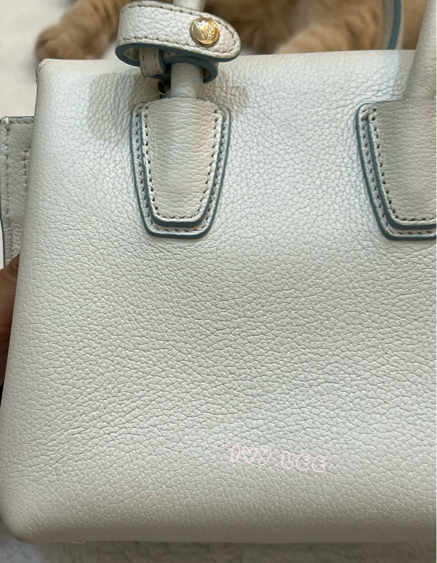 MCM Mini Milla 兩用手提包 斜背包 象牙白 水藍 正品 二手精品-35
