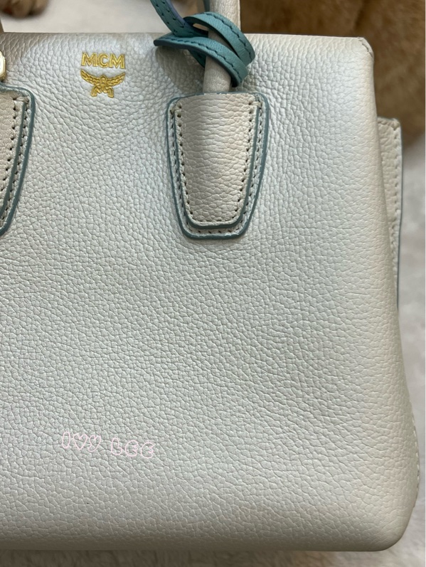 MCM Mini Milla 兩用手提包 斜背包 象牙白 水藍 正品 二手精品-38