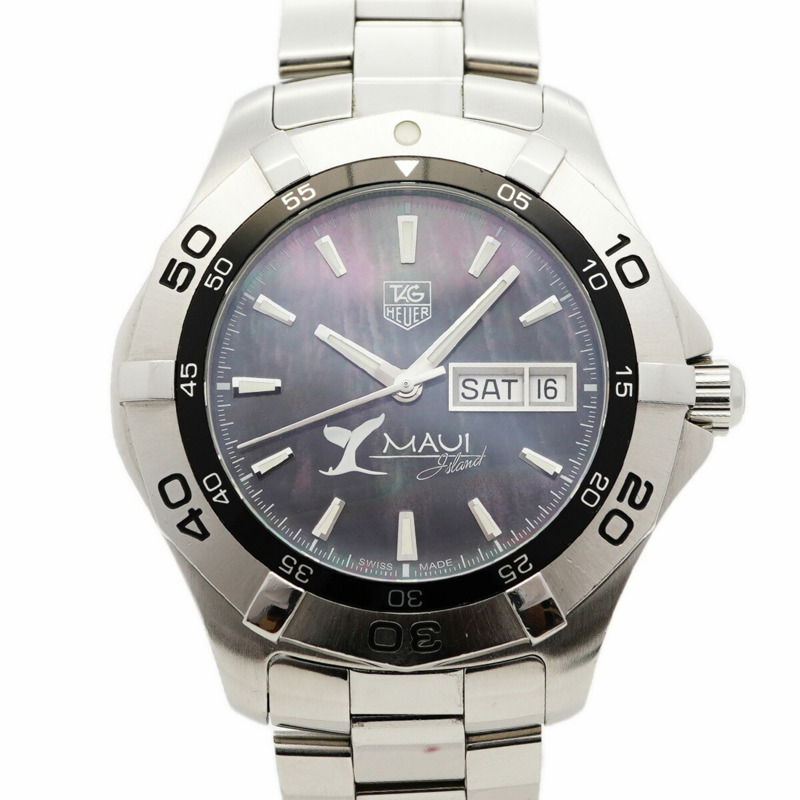 TAG Heuer 豪雅競潛系列 Maui 日曆星期顯示 WAF2012 黑色錶盤男士腕錶-0