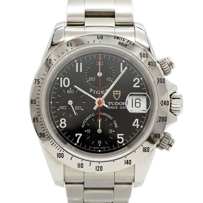 帝舵 Chronotime Tiger 79280 黑色錶盤男士腕錶-0