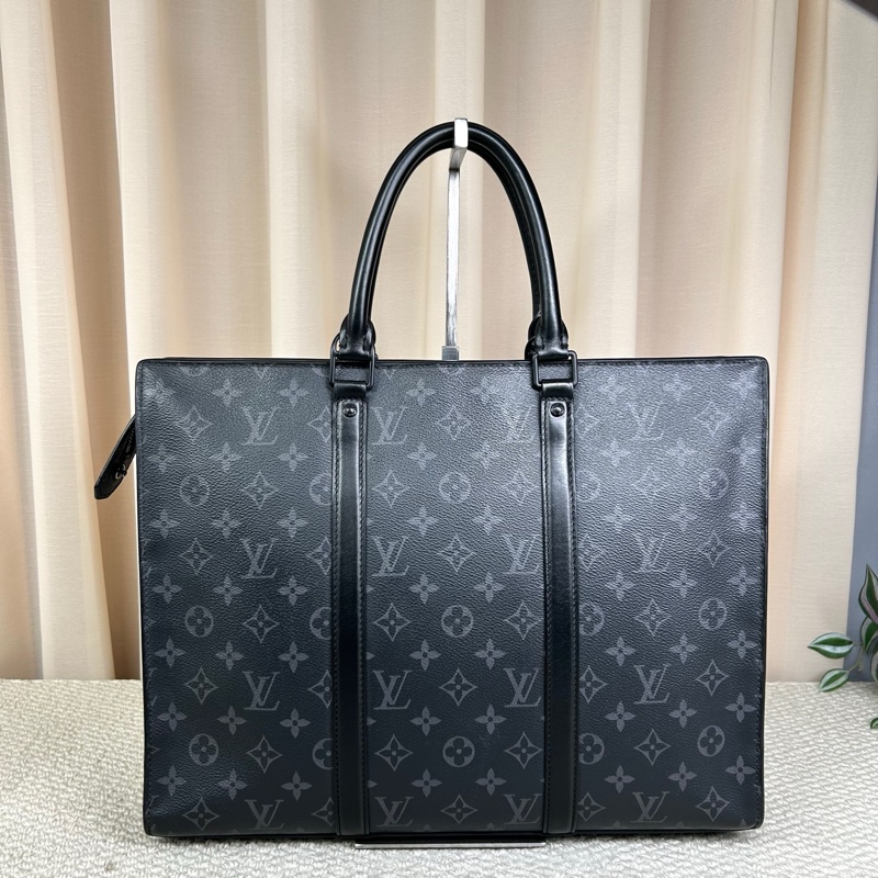 LV路易威登黑色老花手提公文包 經典老花 黑色皮包-0