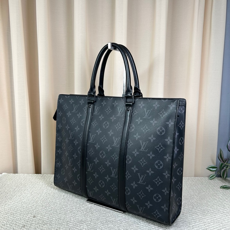 LV路易威登黑色老花手提公文包 經典老花 黑色皮包-3