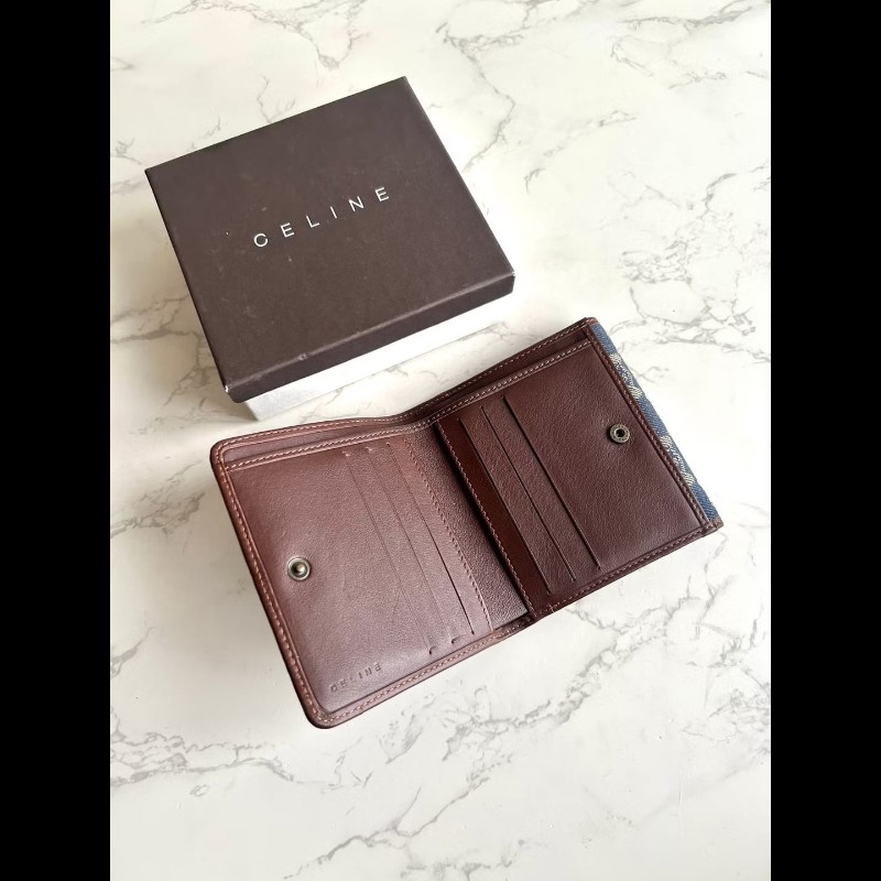 【LA LUNE】絕版古董包 Celine 牛仔藍凱旋門短夾 銀包 皮夾 中古包 二手包-3