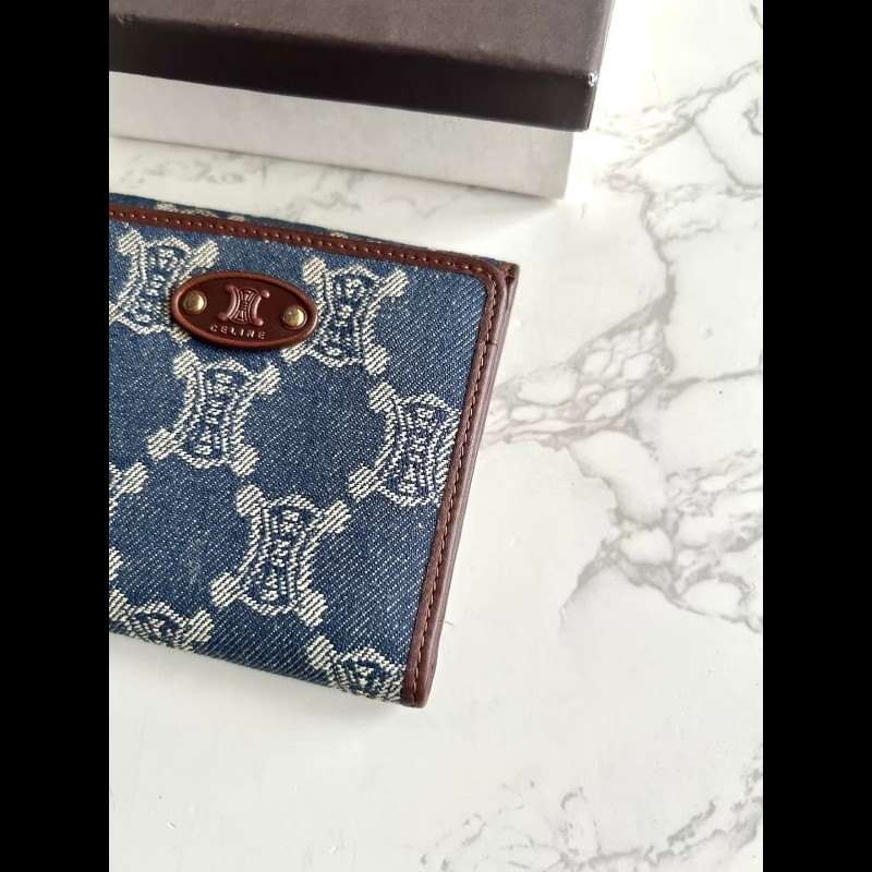 【LA LUNE】絕版古董包 Celine 牛仔藍凱旋門短夾 銀包 皮夾 中古包 二手包-7