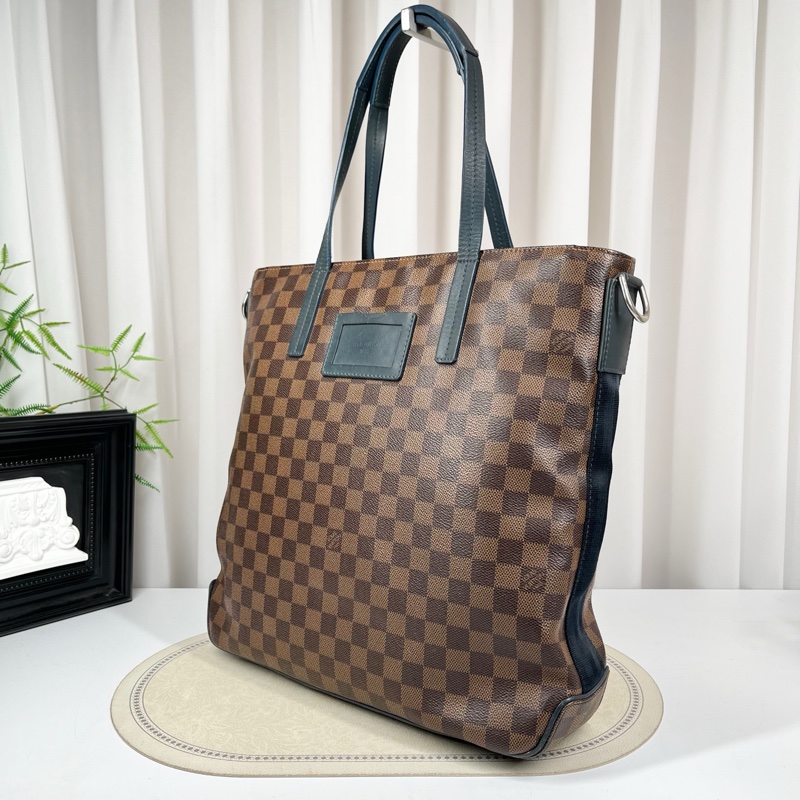 LV路易威登 少肩帶 棋盤格公文包 棕色帆布 男女都能用-3