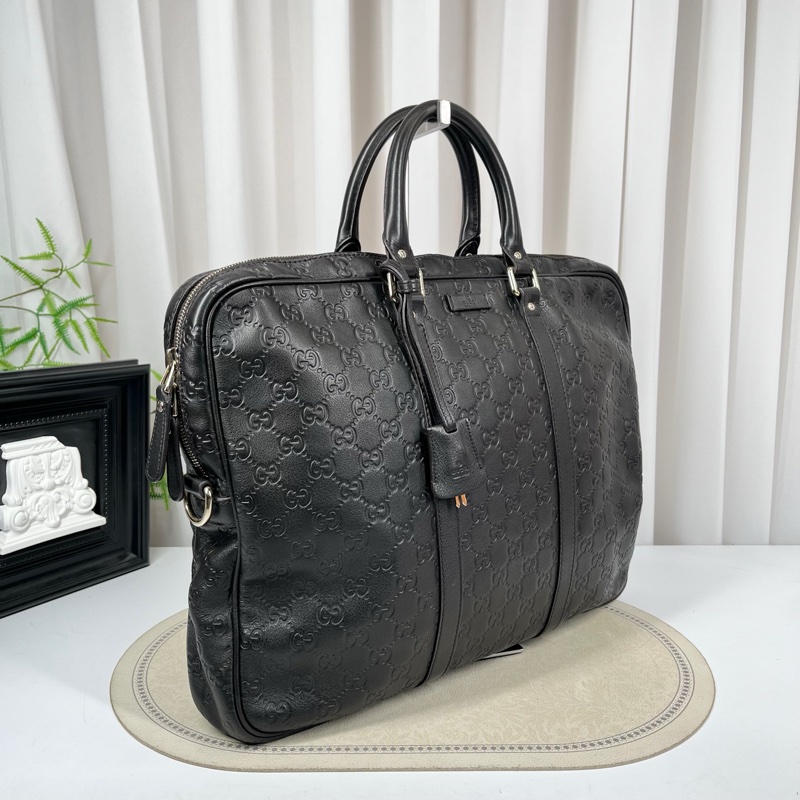 GUCCI古馳 少肩帶 全皮老花壓紋手提包公文包電腦包-2