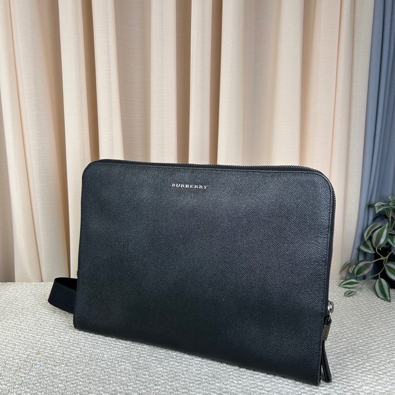巴寶莉BURBERRY黑色公文包 內里經典格紋-2
