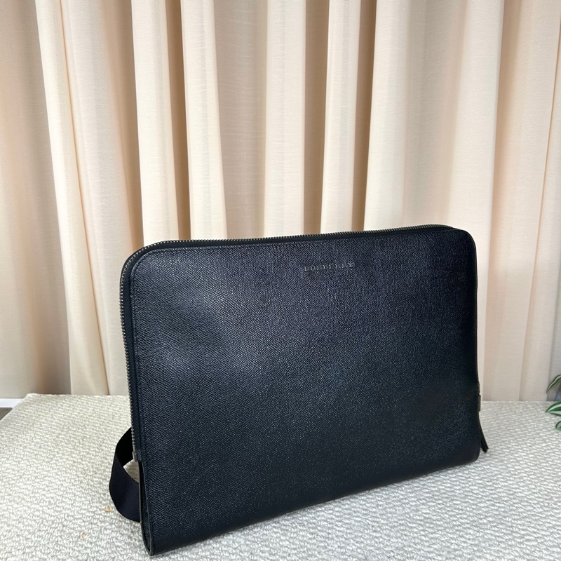 巴寶莉BURBERRY黑色公文包 內里經典格紋-3