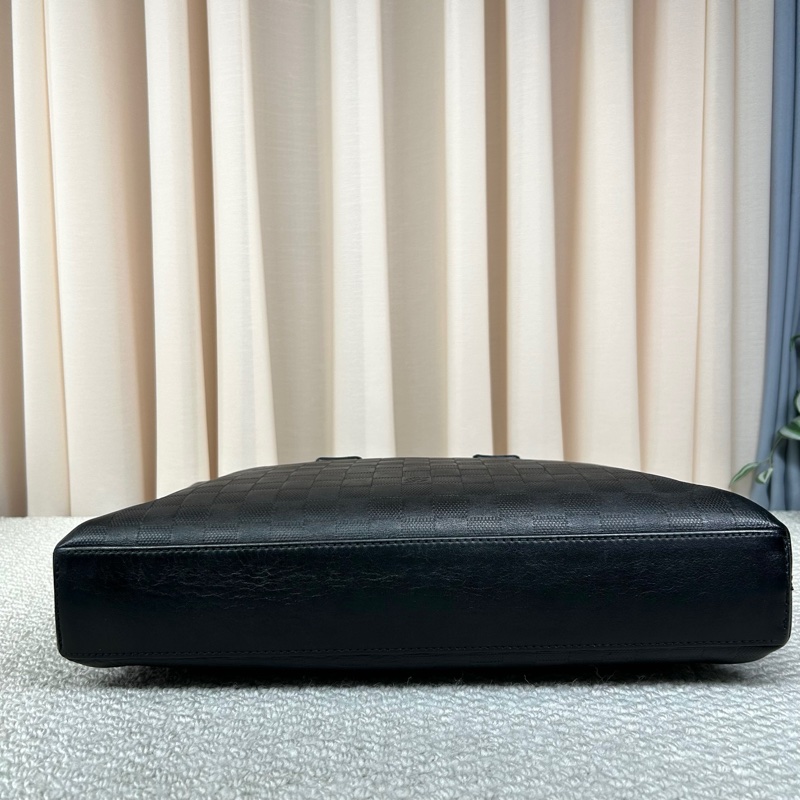 LV路易威登黑色棋盤格公文包 經典棋盤格 黑色全皮壓紋-4