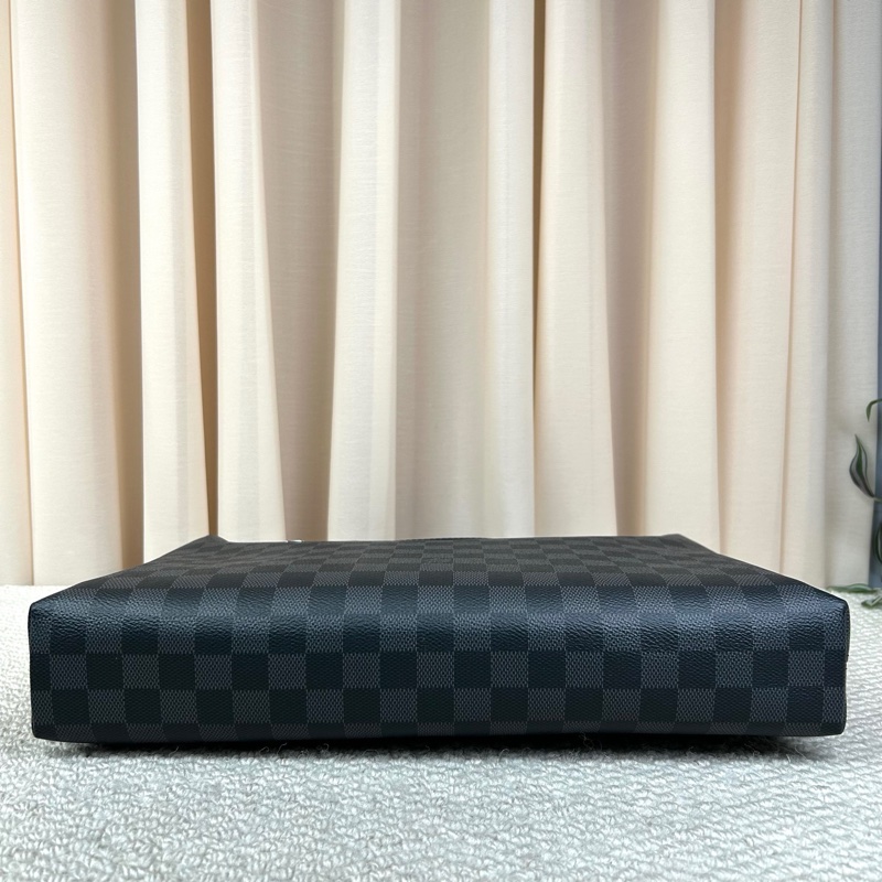 LV路易威登棋盤格公文包 黑色棋盤格 有肩帶-4