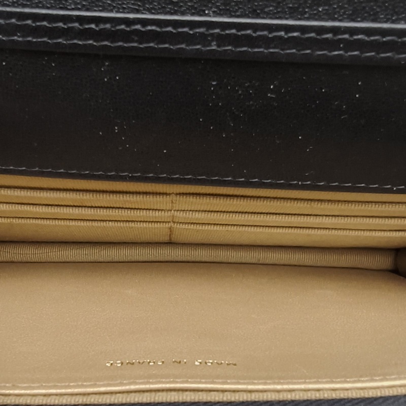 CHANEL CFWOC黑色羊皮晶片開金扣金球調節扣肩背包-5