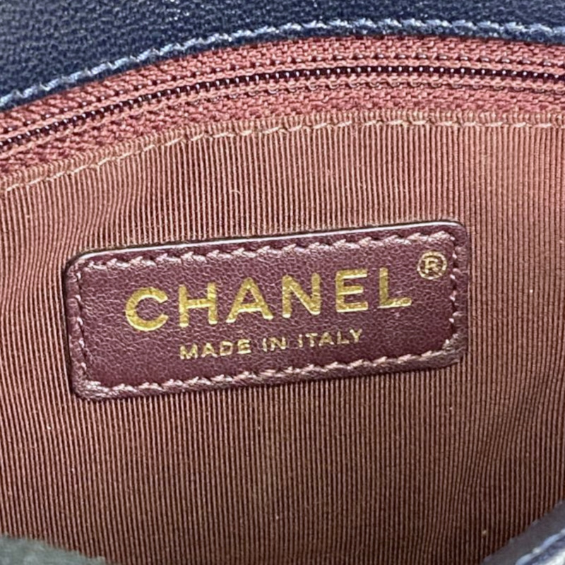 深藍色 菱格紋 牛皮 Mademoiselle 肩背包 無卡【CHANEL 香奈兒】 A93083-4