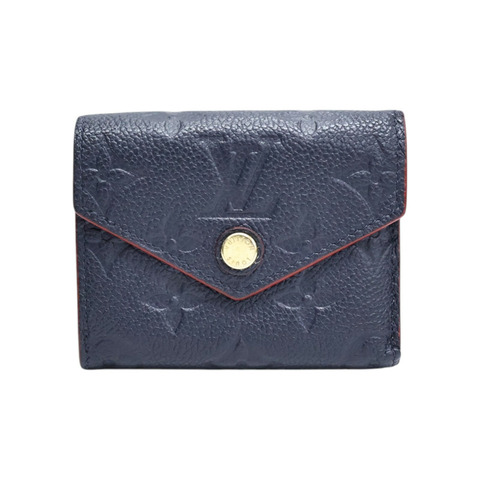 深藍色 原花 牛皮 壓紋 Zoe 扣式短夾【LOUIS VUITTON LV 路易威登】 M58880