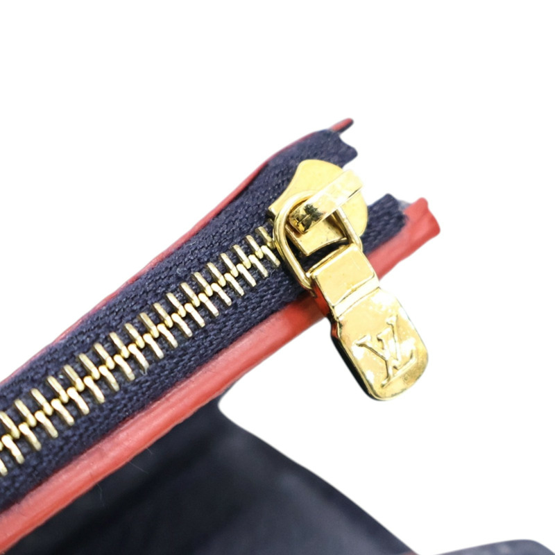 深藍色 原花 牛皮 壓紋 Zoe 扣式短夾【LOUIS VUITTON LV 路易威登】 M58880-3