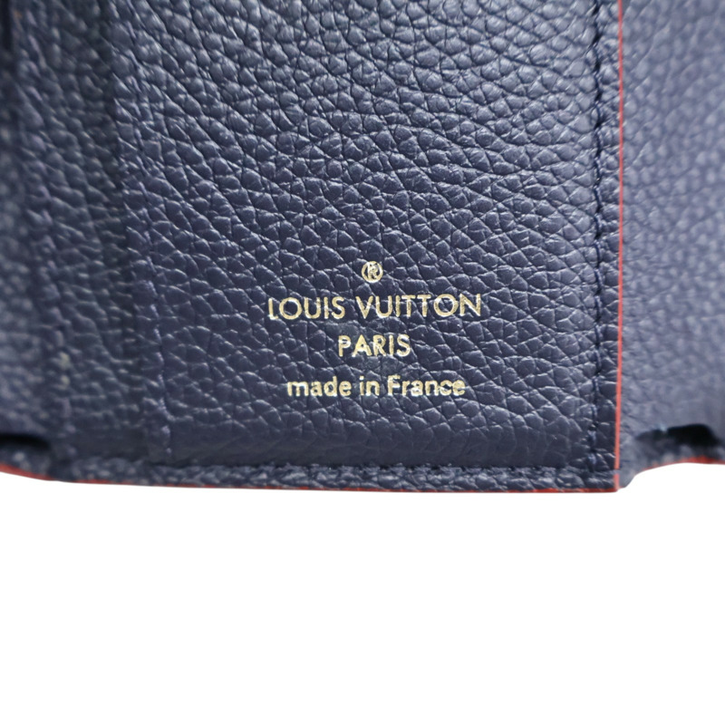 深藍色 原花 牛皮 壓紋 Zoe 扣式短夾【LOUIS VUITTON LV 路易威登】 M58880-6