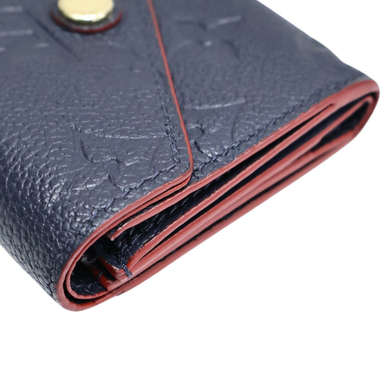深藍色 原花 牛皮 壓紋 Zoe 扣式短夾【LOUIS VUITTON LV 路易威登】 M58880-7