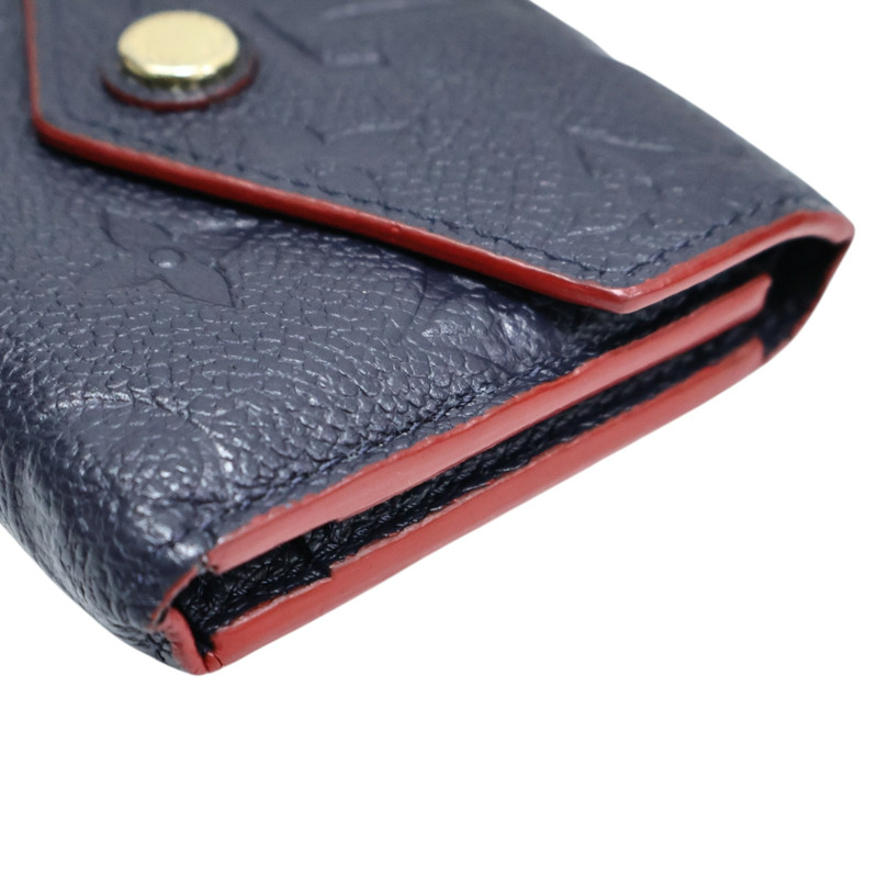 深藍色 原花 牛皮 壓紋 Zoe 扣式短夾【LOUIS VUITTON LV 路易威登】 M58880-8