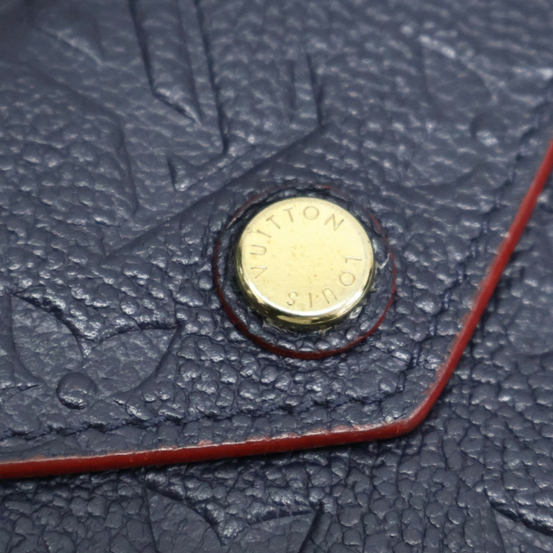 深藍色 原花 牛皮 壓紋 Zoe 扣式短夾【LOUIS VUITTON LV 路易威登】 M58880-9
