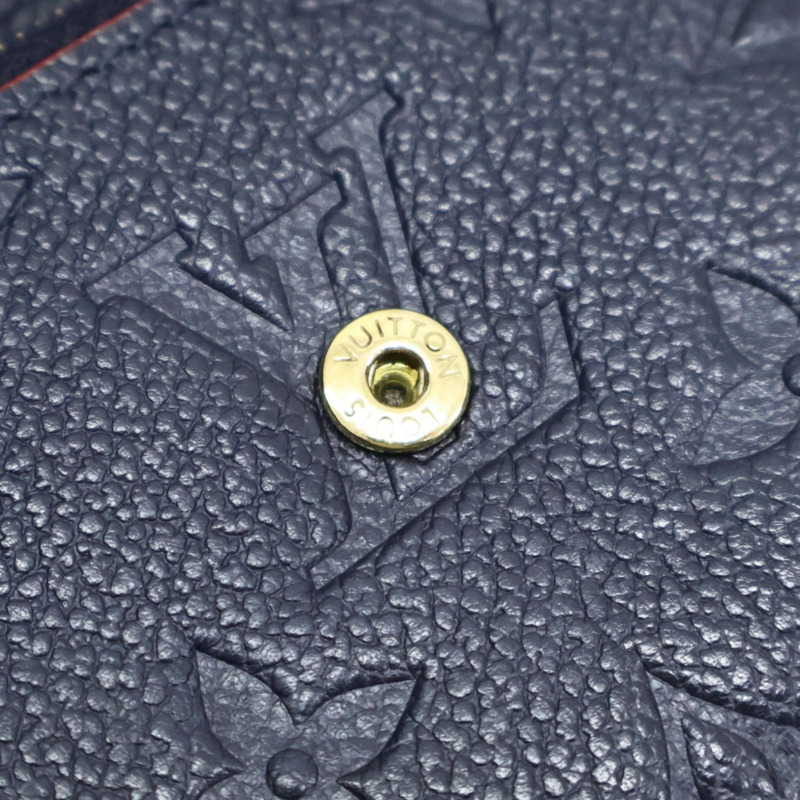 深藍色 原花 牛皮 壓紋 Zoe 扣式短夾【LOUIS VUITTON LV 路易威登】 M58880-10