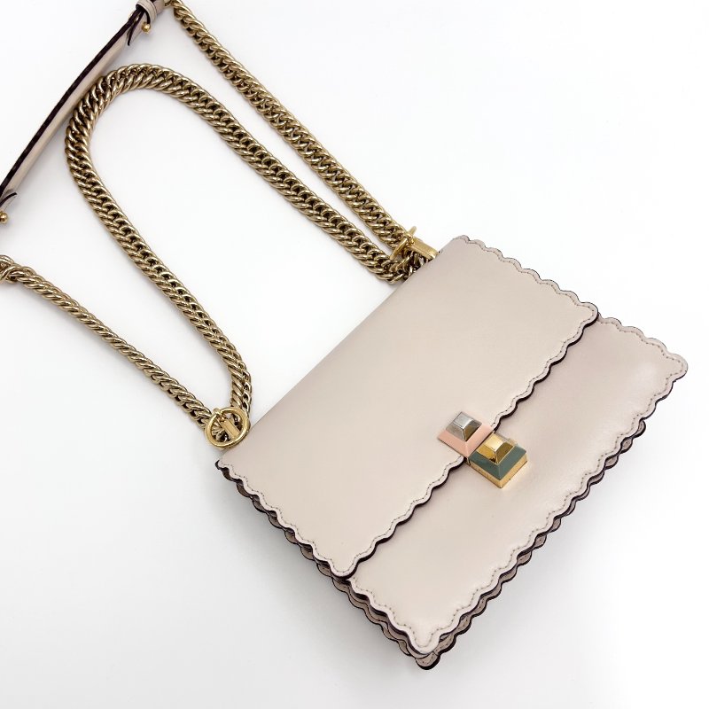 FENDI KANI波浪風琴手提斜背包19*15*8 98新配件塵袋-2