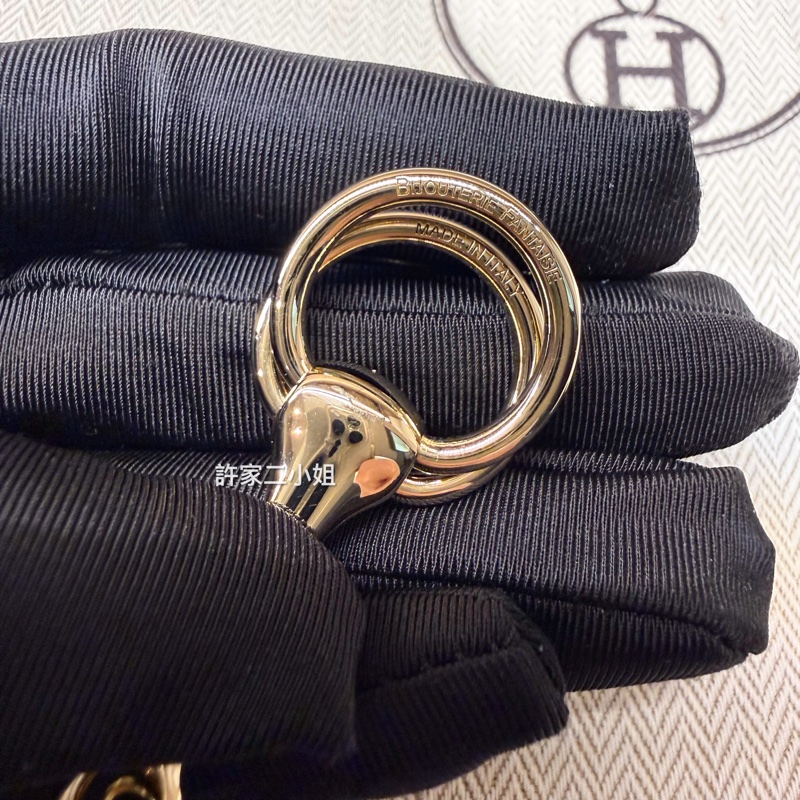 Hermes 98新閒置 Mors 90絲巾環/無鉛仿銅色-5