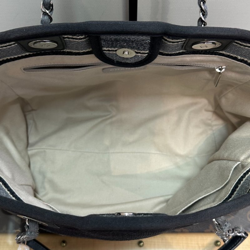 CHANEL 條紋中號肩背沙灘包 34*27*15 98新配件塵袋-6