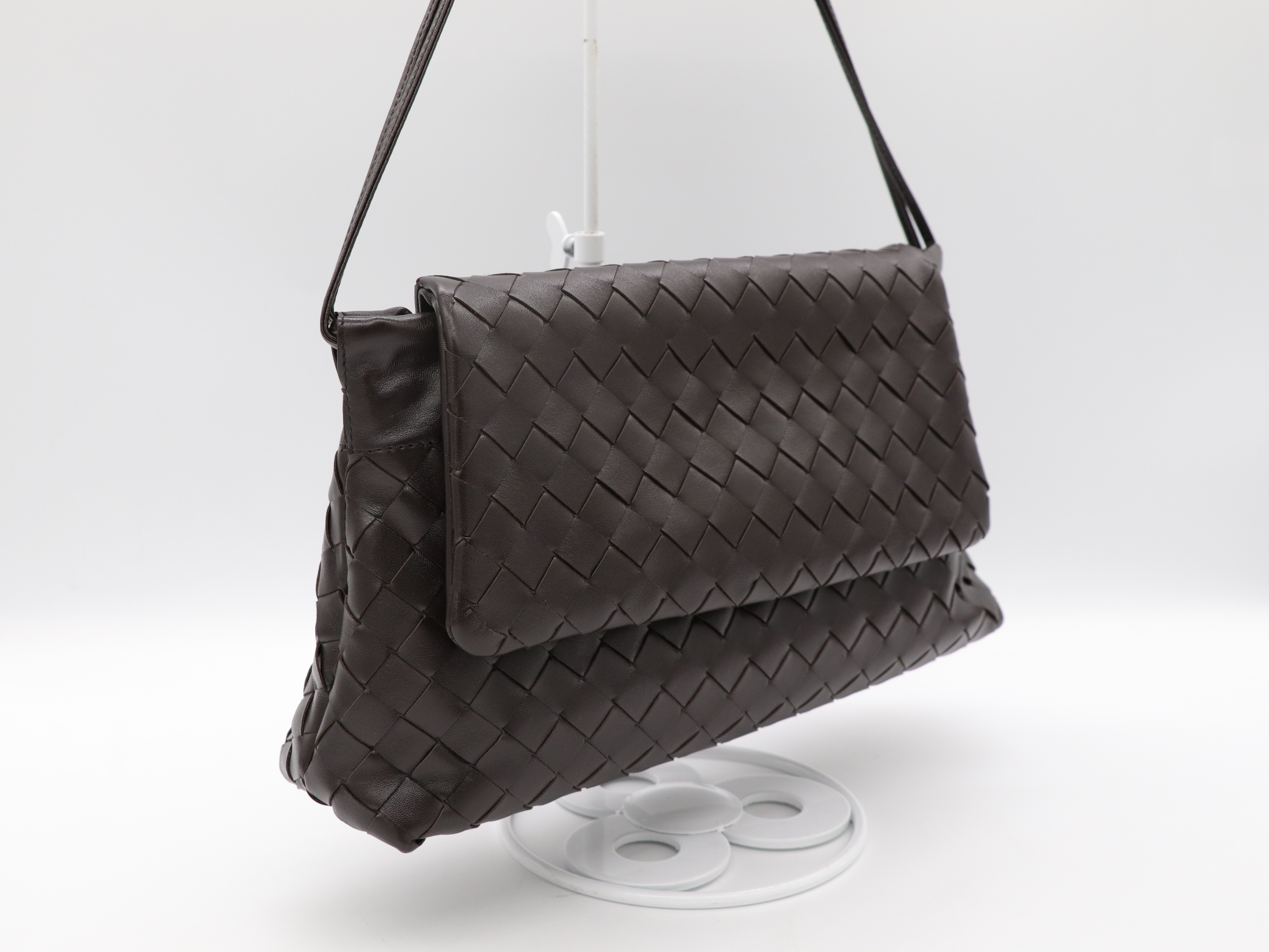 Bottega Veneta 寶緹嘉 深咖啡色 編織 肩背包 Giorno Intrecciato leather shoulder bag-4