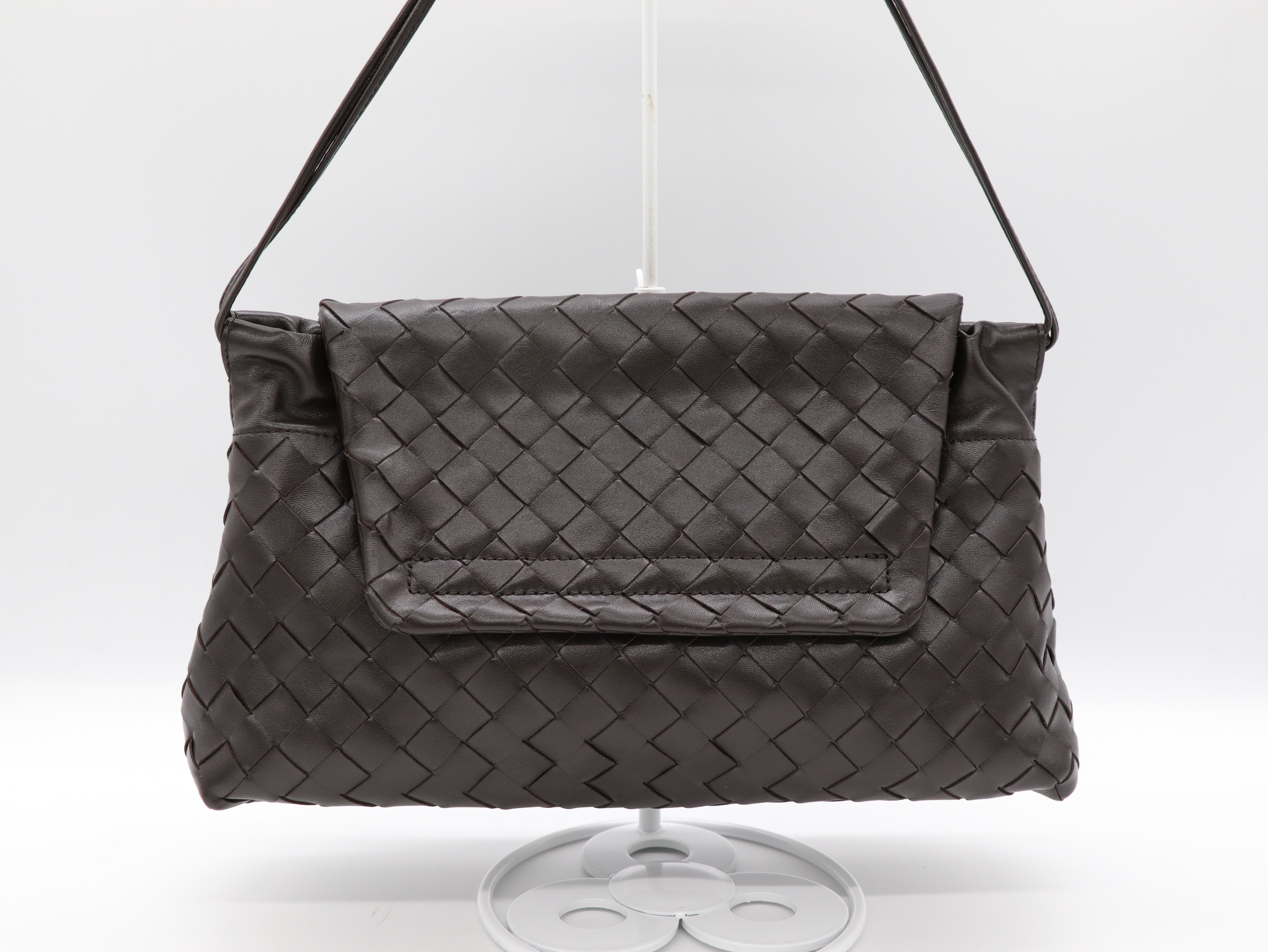 Bottega Veneta 寶緹嘉 深咖啡色 編織 肩背包 Giorno Intrecciato leather shoulder bag-7