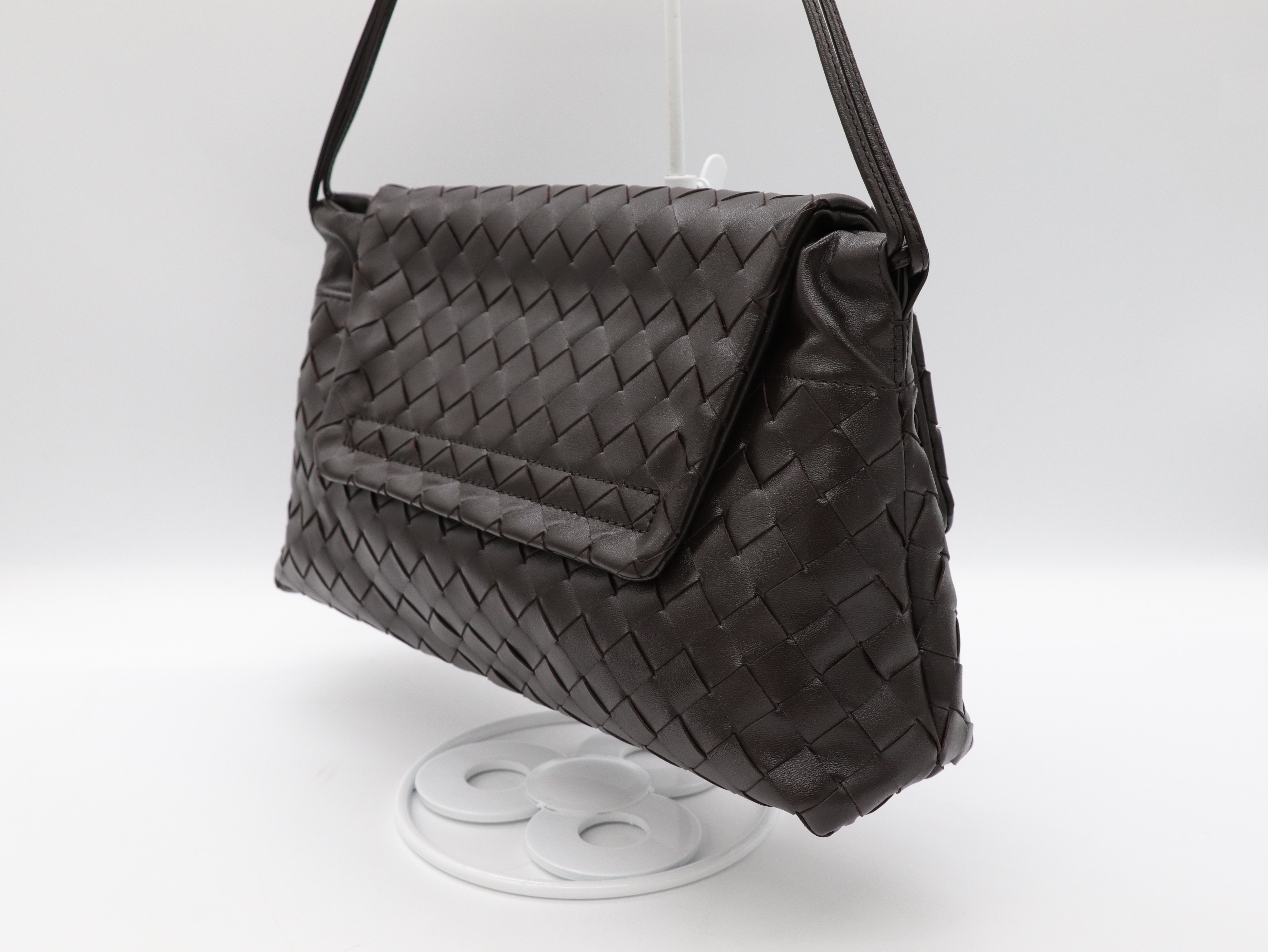 Bottega Veneta 寶緹嘉 深咖啡色 編織 肩背包 Giorno Intrecciato leather shoulder bag-9