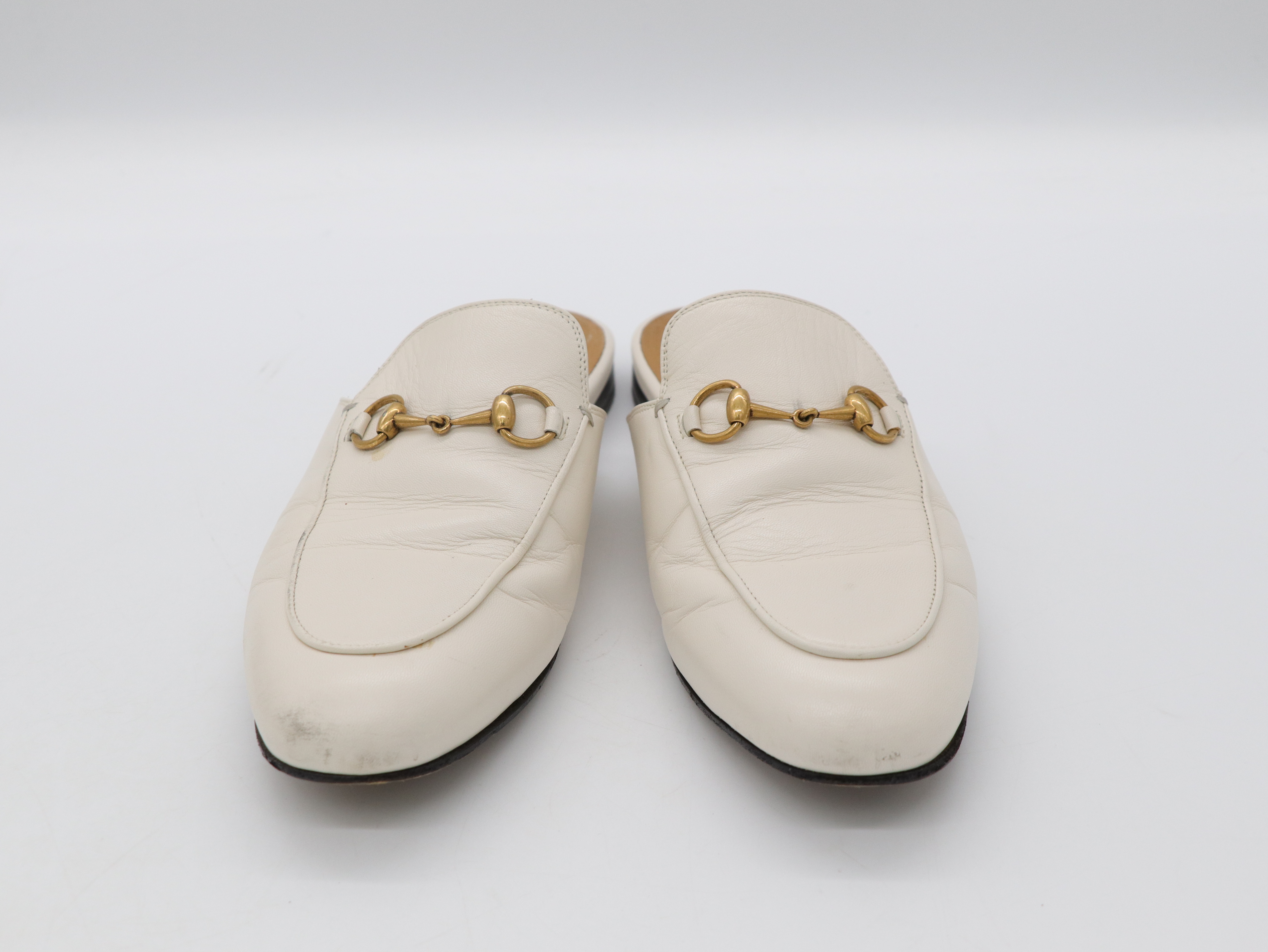 GUCCI 古馳 白色 Gucci Princetown leather mules 穆勒鞋 拖鞋-1