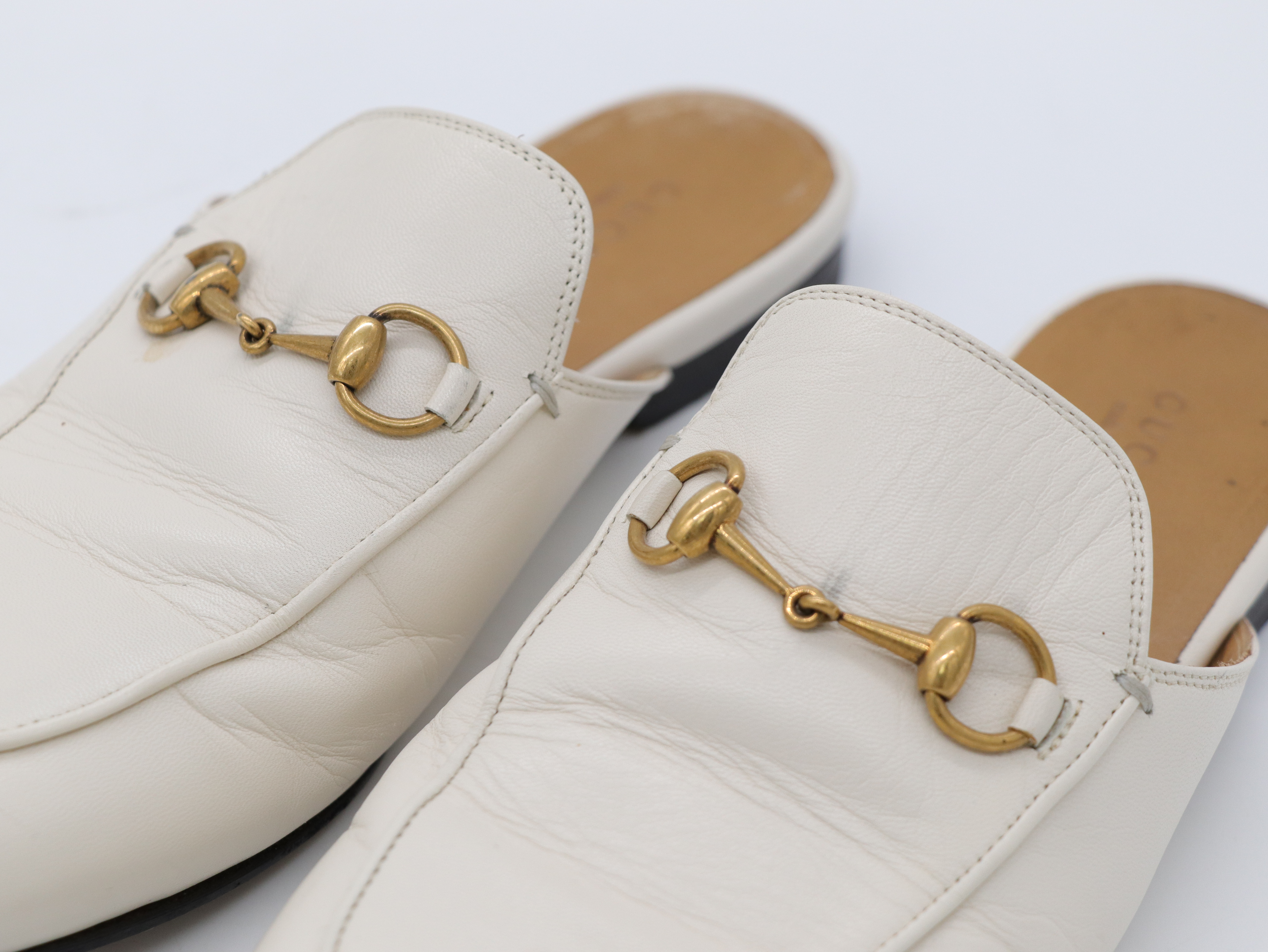 GUCCI 古馳 白色 Gucci Princetown leather mules 穆勒鞋 拖鞋-9
