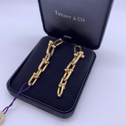蒂芙尼/Tiffany18k金  hardwear 漸變鏈環耳環 U形六環長耳釘 耳環