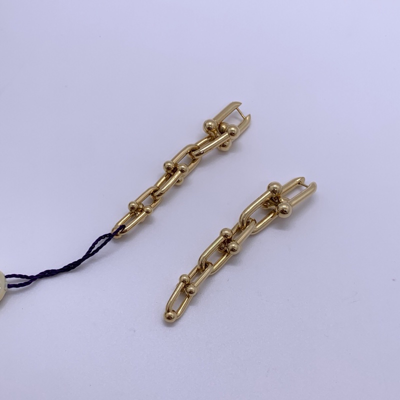 蒂芙尼/Tiffany18k金 hardwear 漸變鏈環耳環 U形六環長耳釘 耳環-3
