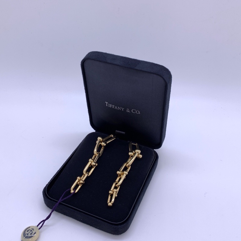 蒂芙尼/Tiffany18k金 hardwear 漸變鏈環耳環 U形六環長耳釘 耳環-4