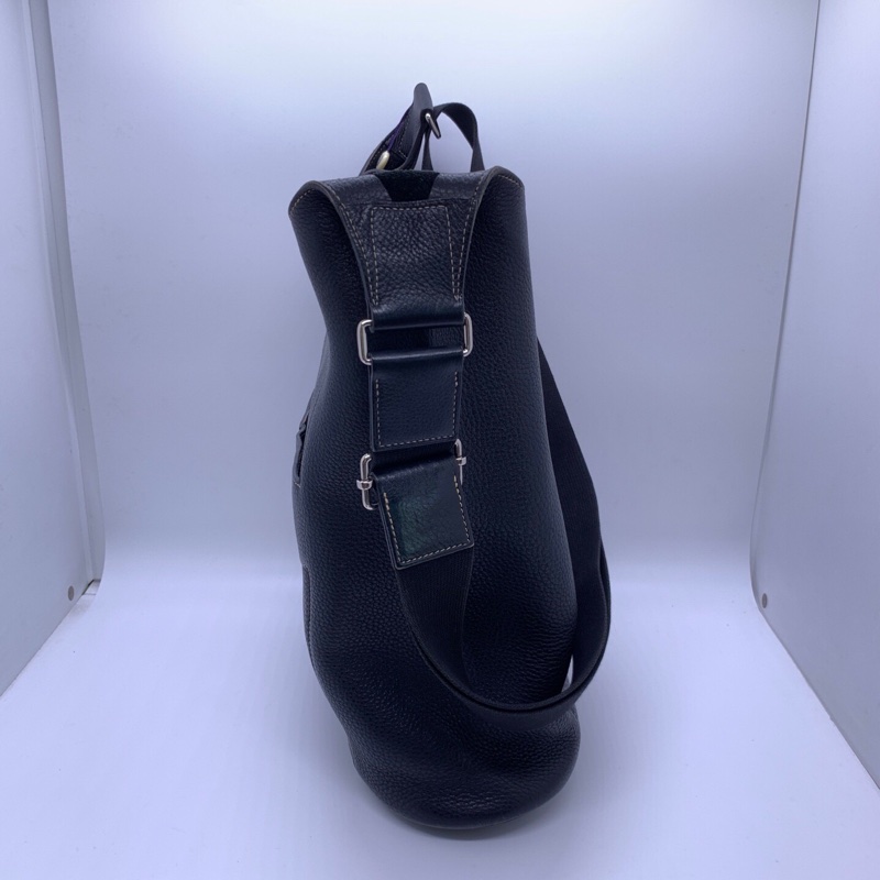 Hermes/愛馬仕 Good News 系列 框L 竪款 經典黑色全皮水桶包-2