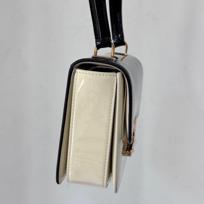 Celine GARANCE 漆面牛皮 肩背手提包 黑白巧克力拼色 18.5x13x6cm 99新配件塵袋-2