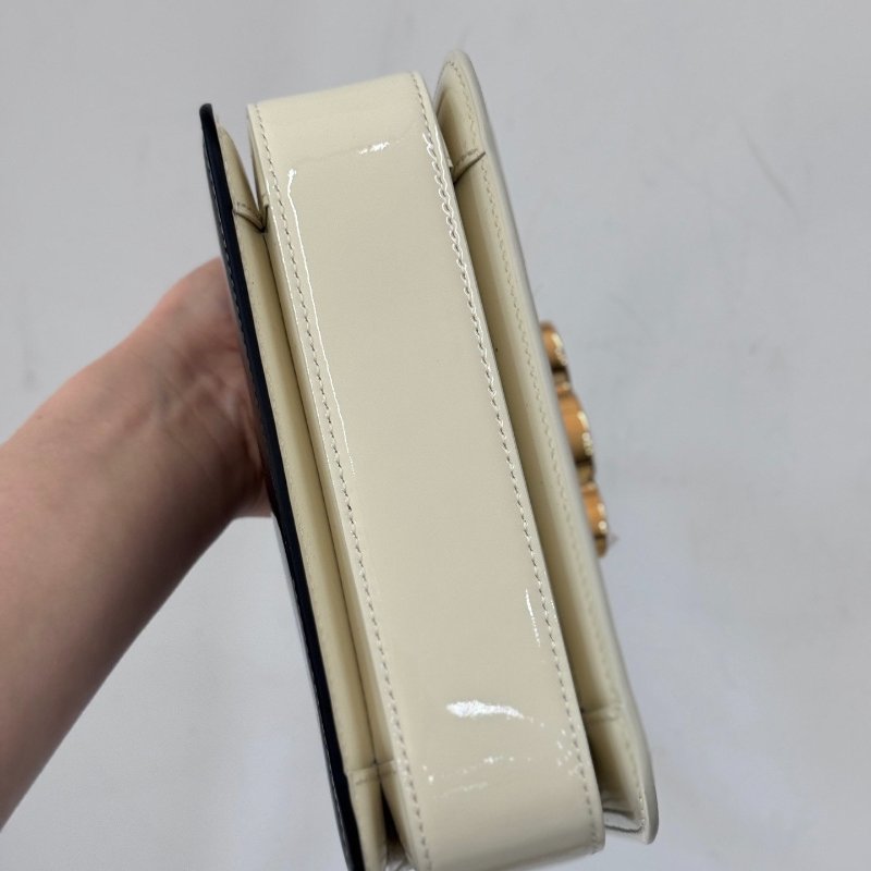 Celine GARANCE 漆面牛皮 肩背手提包 黑白巧克力拼色 18.5x13x6cm 99新配件塵袋-4