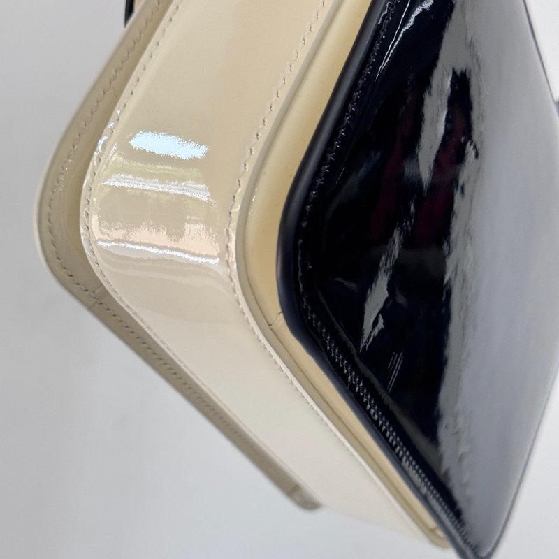 Celine GARANCE 漆面牛皮 肩背手提包 黑白巧克力拼色 18.5x13x6cm 99新配件塵袋-6