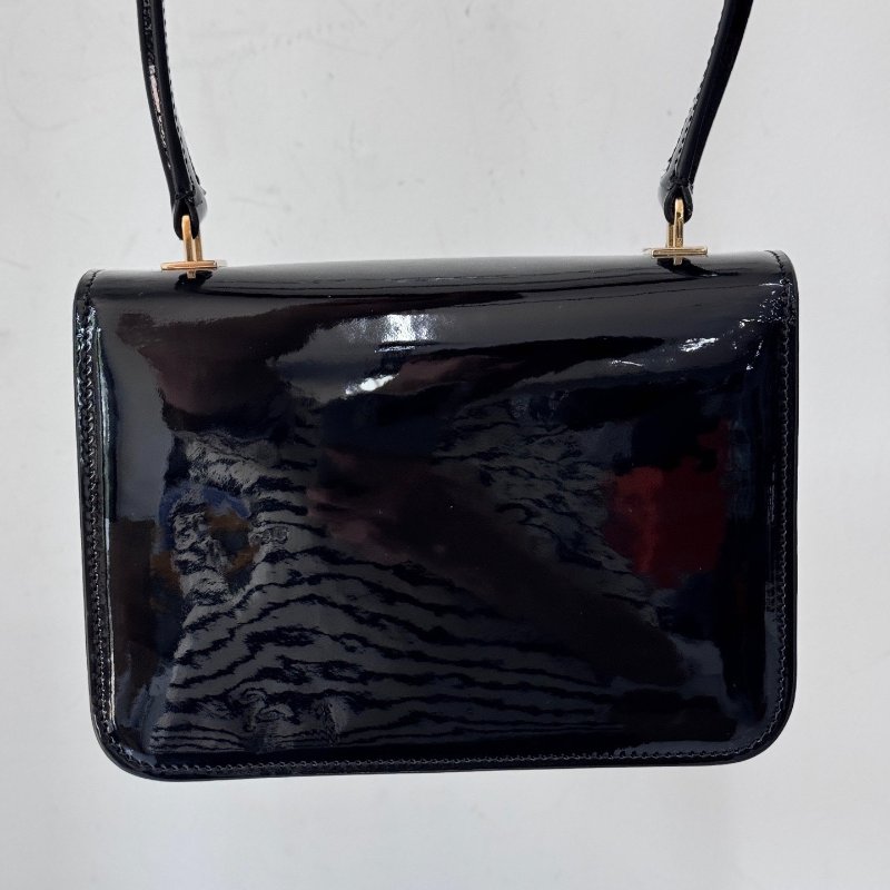 Celine GARANCE 漆面牛皮 肩背手提包 黑白巧克力拼色 18.5x13x6cm 99新配件塵袋-7