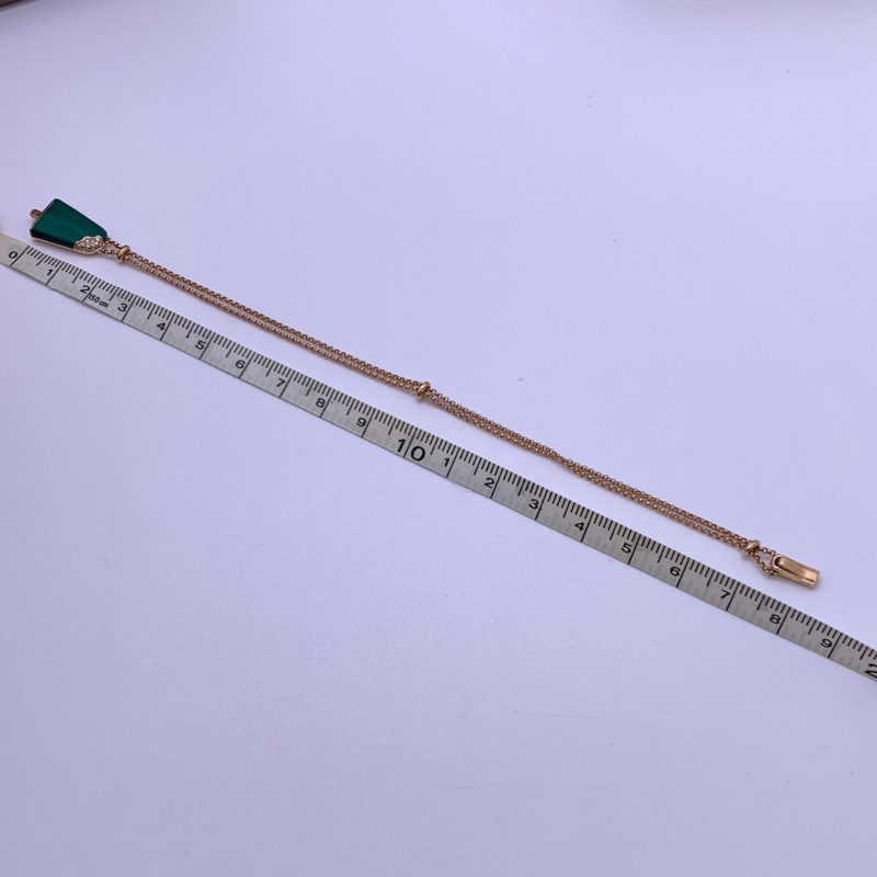 BVLGARI寶格麗 GELATI系列 18K玫瑰金 鑲嵌孔雀石,飾以密鑲鑽石手鍊 女款 尺寸:18cm左右 重5.8g-2