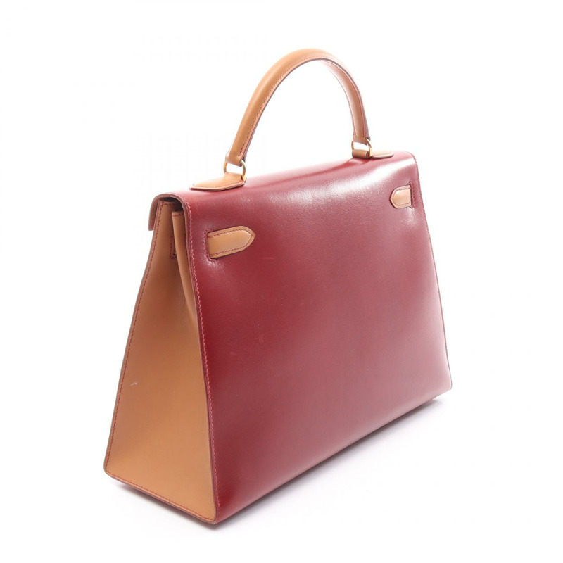 愛馬仕 Kelly 32 三色肩背包 A Box 小牛皮 Rouge vif H Natural GHW-1