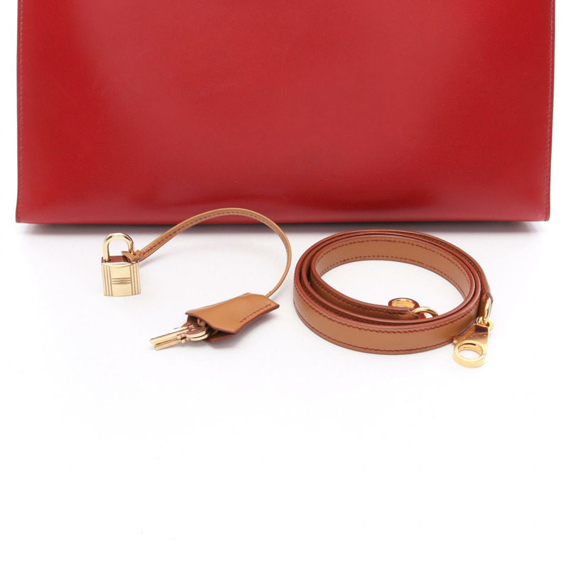愛馬仕 Kelly 32 三色肩背包 A Box 小牛皮 Rouge vif H Natural GHW-5