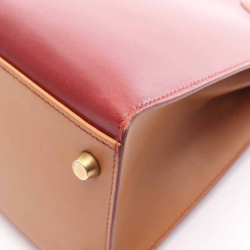 愛馬仕 Kelly 32 三色肩背包 A Box 小牛皮 Rouge vif H Natural GHW-6