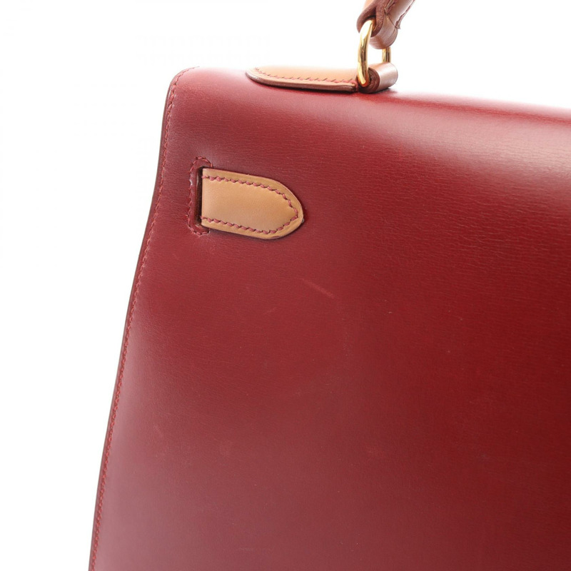 愛馬仕 Kelly 32 三色肩背包 A Box 小牛皮 Rouge vif H Natural GHW-8
