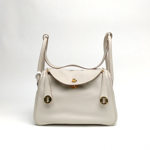 HERMES Lindy26冰川白TC皮C刻金扣肩背包