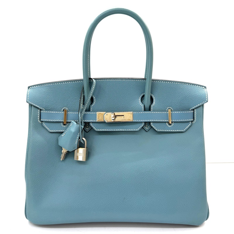 HERMES 愛馬仕 75 Bleu Jean 牛仔藍 BIRKIN 30 EPSOM 口L刻-0