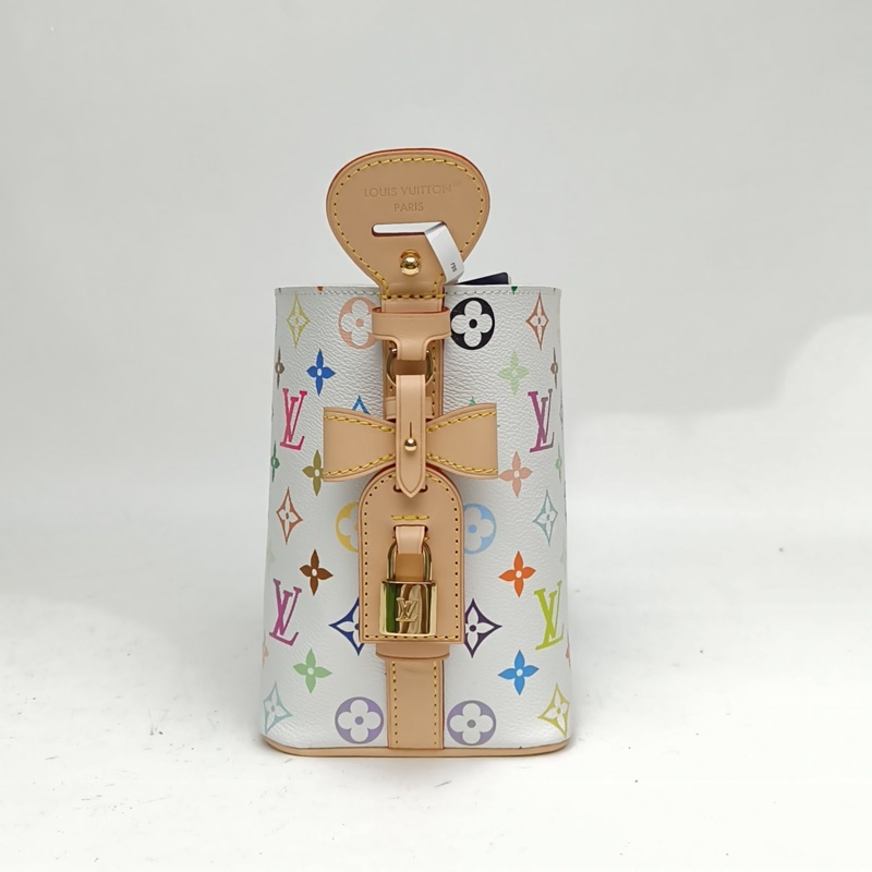 LOUIS VUITTON LVxTMALLINBB村上隆聯名款白三彩金扣晶片肩背包-1